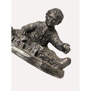 Michael Ricker Pewter Boy With Blocks‎ Figurine 2003 Collectible Sculpture